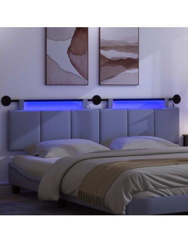 Testiera sospesa Con luce LED Blu jeans Tessuto