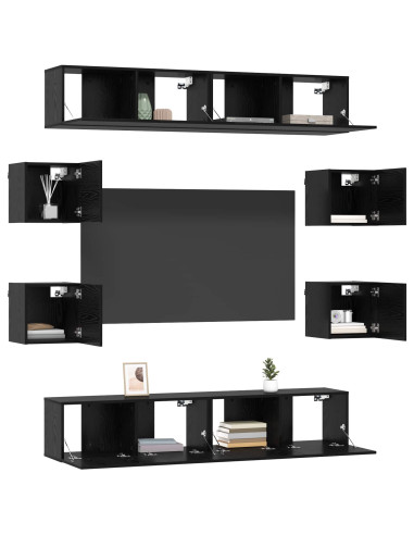 Set mobile TV 8 pcs 80 x 30 x 30 cm Rovere Nero