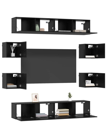 Set mobile TV 8 pcs 80 x 30 x 30 cm Rovere Nero