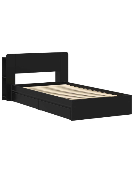 Telaio del letto con storage con cassetto Nero 75 x 190 cm