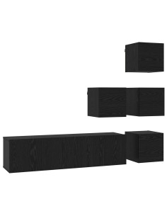Set mobile TV 6 pcs 60 x 30 x 30 cm Rovere Nero 2