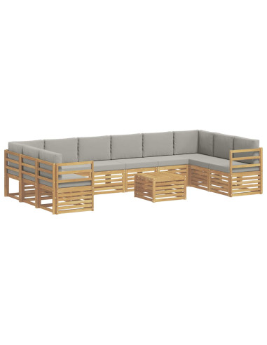 Set di divani da esterno 11 pcs Bianco e Grigio Chiaro