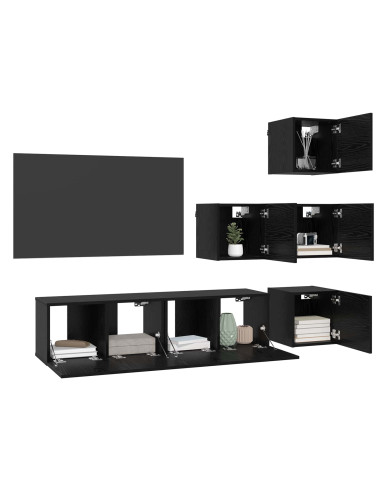Set mobile TV 6 pcs 60 x 30 x 30 cm Rovere Nero