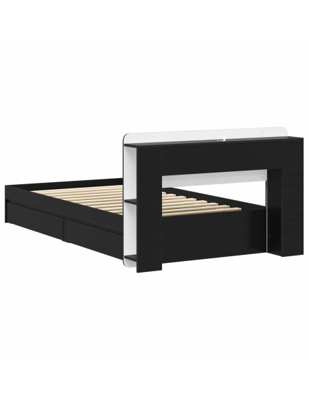 Telaio del letto con storage con cassetto Nero 75 x 190 cm