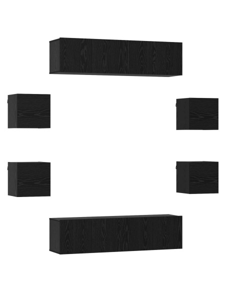 Set mobile TV 8 pcs 120 x 30 x 30 cm Rovere Nero
