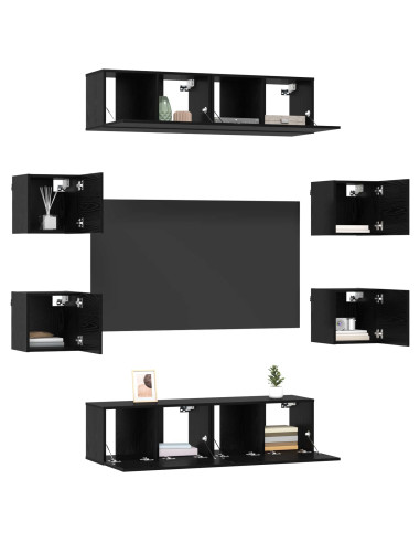 Set mobile TV 8 pcs 120 x 30 x 30 cm Rovere Nero