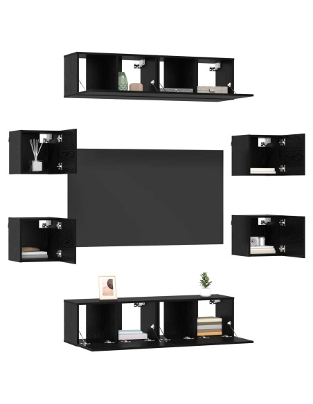 Set mobile TV 8 pcs 120 x 30 x 30 cm Rovere Nero