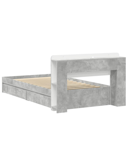 Telaio del letto con storage Grigio Cemento 75 x 190 cm