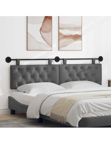 Testiera sospesa Con luce LED Grigio Scuro Tessuto
