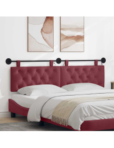 Testiera sospesa Con luce LED Rosso Vino Tessuto