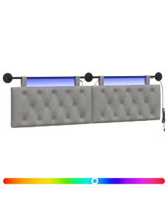 Testiera sospesa Con luce LED Grigio Chiaro Velluto 2