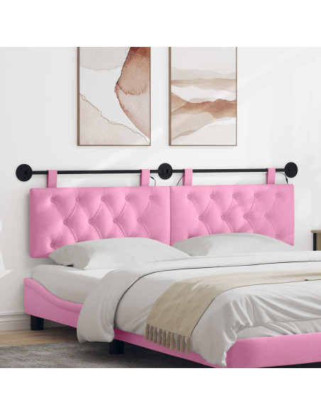 Testiera sospesa Con luce LED Rosa Tessuto