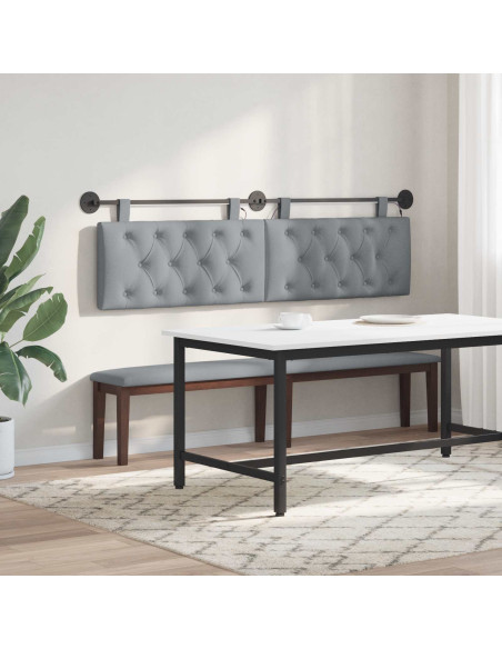 Testiera sospesa Con luce LED Grigio Chiaro Tessuto