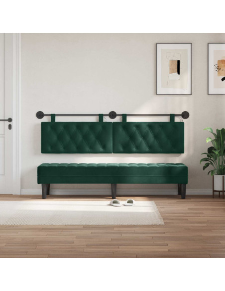 Testiera sospesa Con luce LED Verde Scuro Velluto
