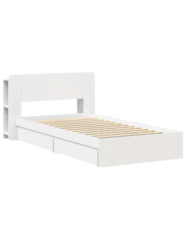 Telaio del letto con storage con cassetto Bianco 75 x 190 cm