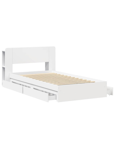 Telaio del letto con storage con cassetto Bianco 75 x 190 cm