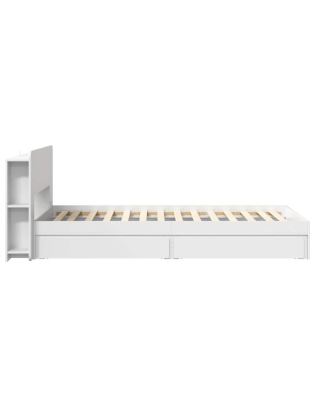 Telaio del letto con storage con cassetto Bianco 75 x 190 cm