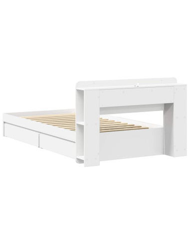 Telaio del letto con storage con cassetto Bianco 75 x 190 cm