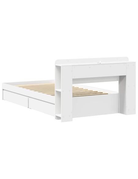 Telaio del letto con storage con cassetto Bianco 75 x 190 cm