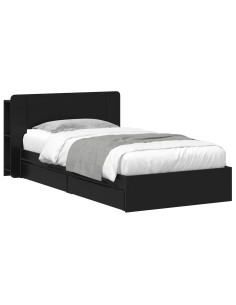 Telaio del letto con storage con cassetto Nero 90 x 190 cm