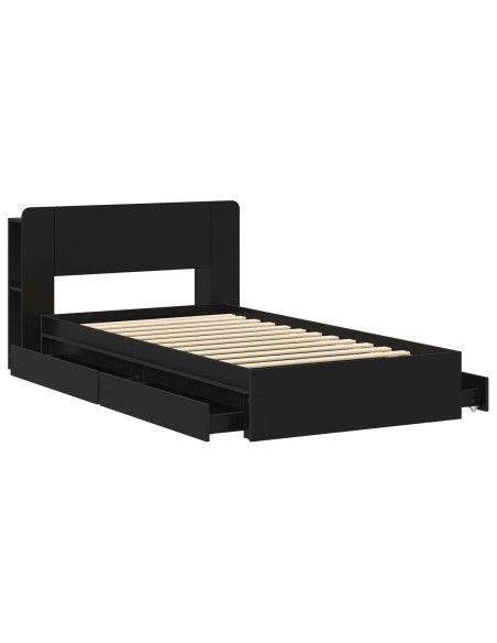 Telaio del letto con storage con cassetto Nero 90 x 190 cm