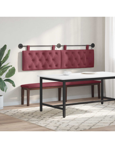 Testiera sospesa Con luce LED Rosso Vino Tessuto