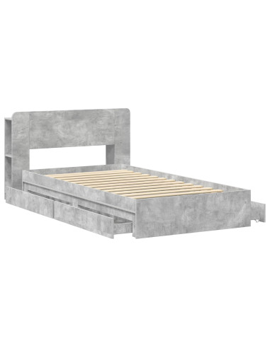 Telaio del letto con storage Grigio Cemento 90 x 190 cm