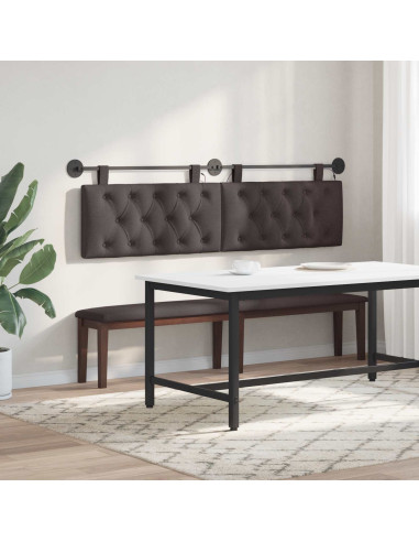 Testiera sospesa Con luce LED Marrone Scuro Tessuto