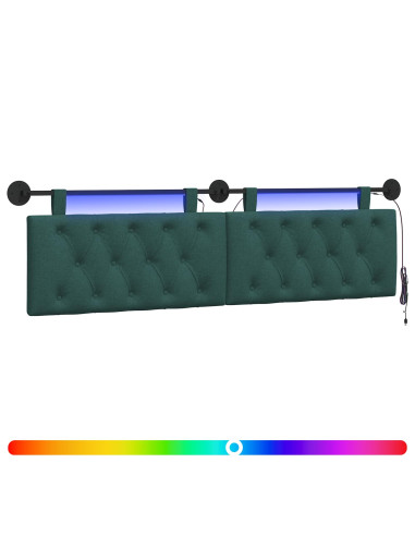 Testiera sospesa Con luce LED Verde Scuro Tessuto