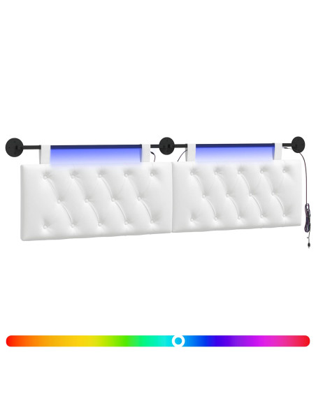 Testiera sospesa Con luce LED Bianco Tessuto