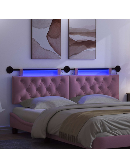 Testiera sospesa Con luce LED Rosa Tessuto