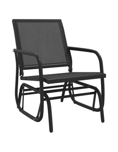 Set Mobili a Dondolo Giardino 3 pz Nero Textilene e Acciaio