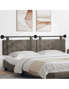 Testiera sospesa Con luce LED Grigio PU Antico