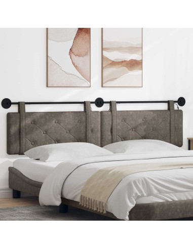 Testiera sospesa Con luce LED Grigio PU Antico