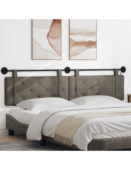 Testiera sospesa Con luce LED Grigio PU Antico