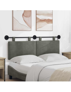 Testiera sospesa Con luce LED Grigio Chiaro Tessuto in Cords