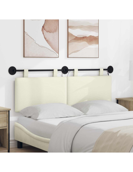 Testiera sospesa Con luce LED Crema Tessuto in Cords