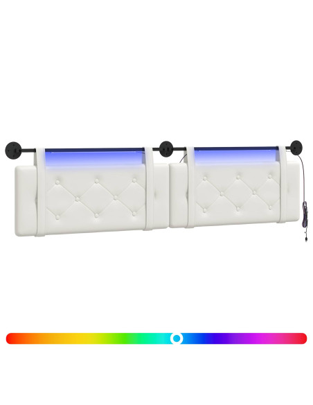 Testiera sospesa Con luce LED Bianco Similpelle