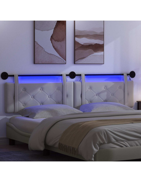 Testiera sospesa Con luce LED Bianco Similpelle