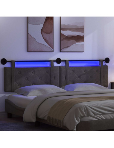 Testiera sospesa Con luce LED Nero PU Antico