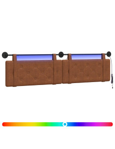 Testiera sospesa Con luce LED Marrone PU Antico 2