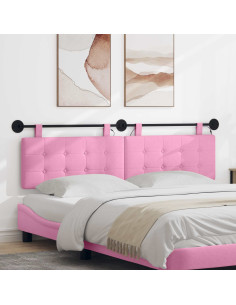 Testiera sospesa Con luce LED Rosa Tessuto