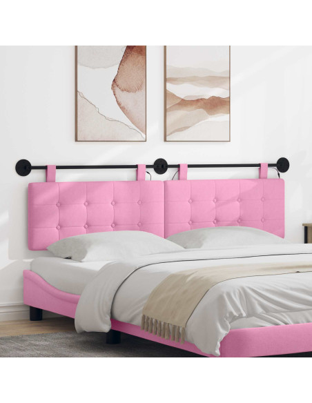 Testiera sospesa Con luce LED Rosa Tessuto