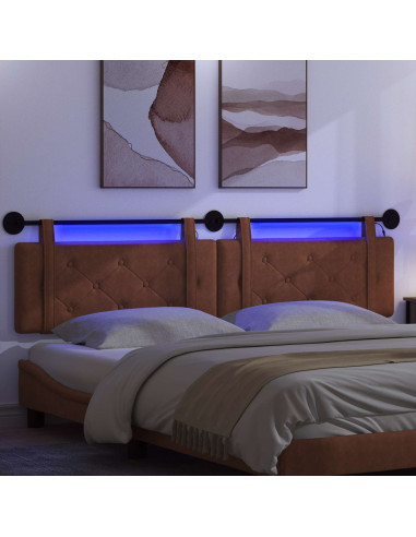 Testiera sospesa Con luce LED Marrone PU Antico