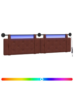 Testiera sospesa Con luce LED Marrone Lucido PU Antico 2