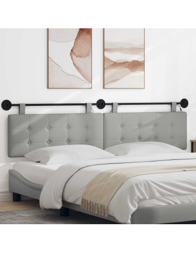 Testiera sospesa Con luce LED Grigio Nuvola Tessuto