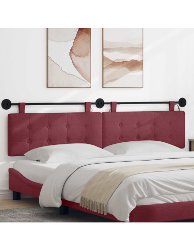Testiera sospesa Con luce LED Rosso Vino Tessuto