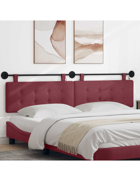 Testiera sospesa Con luce LED Rosso Vino Tessuto