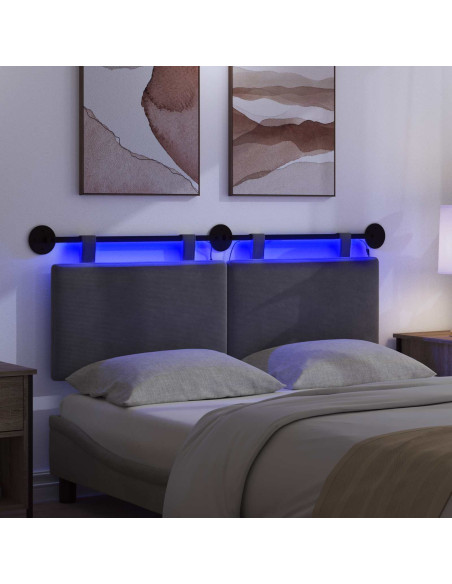 Testiera sospesa Con luce LED Grigio Scuro Tessuto in Cords
