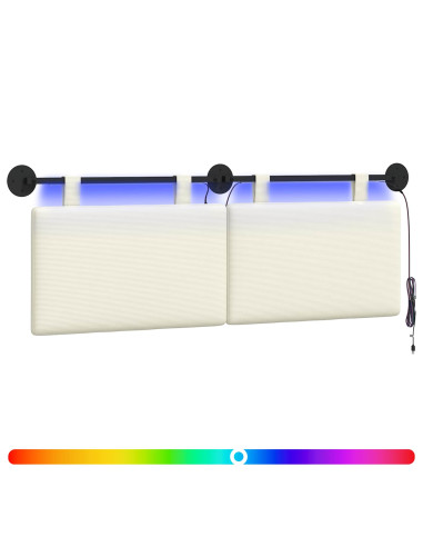 Testiera sospesa Con luce LED Crema Tessuto in Cords